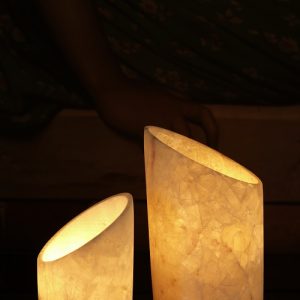 Beveled Alabaster Candle Holder