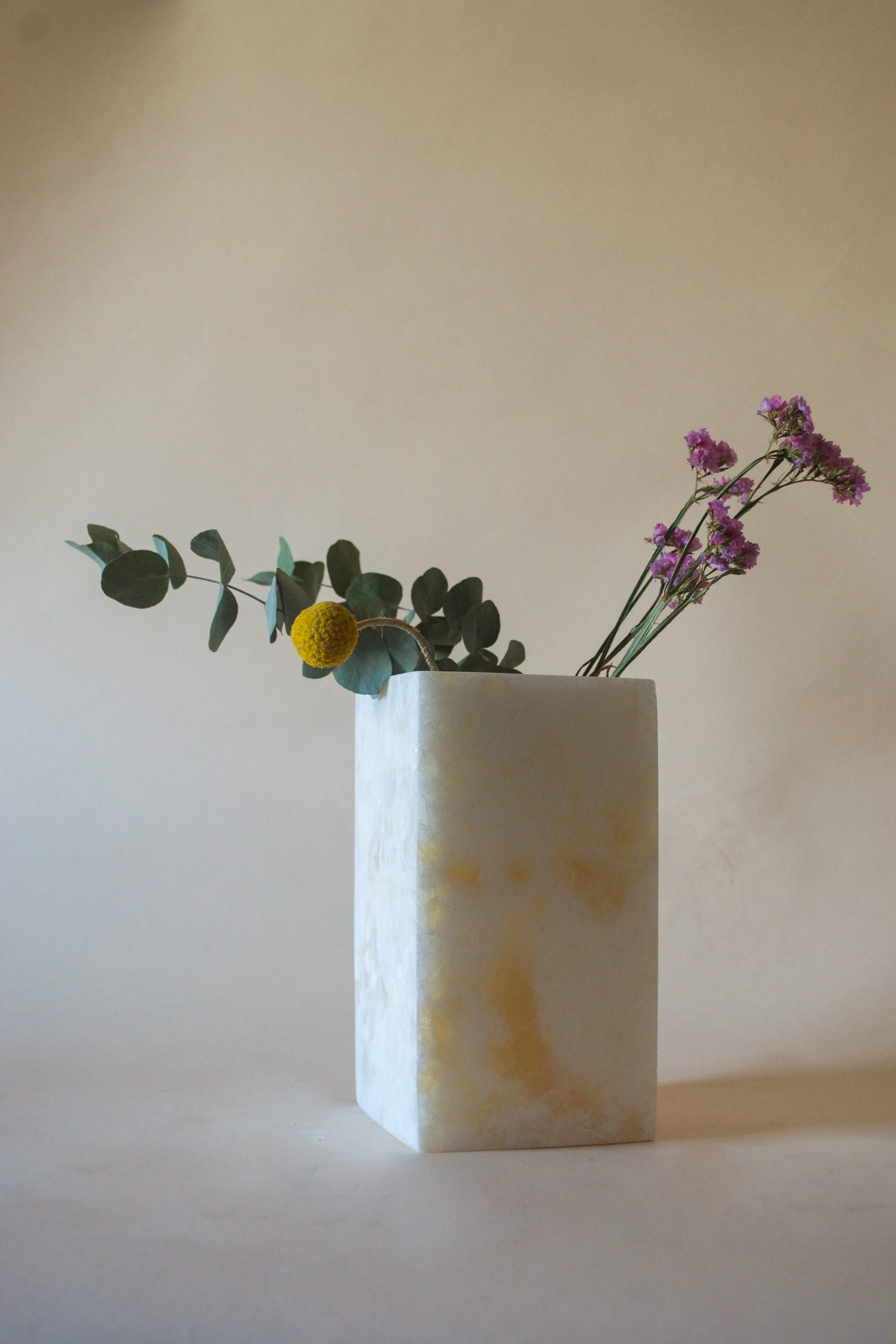 Simple Straight Square Alabaster Dry Vase - 3 sizes - Image 3