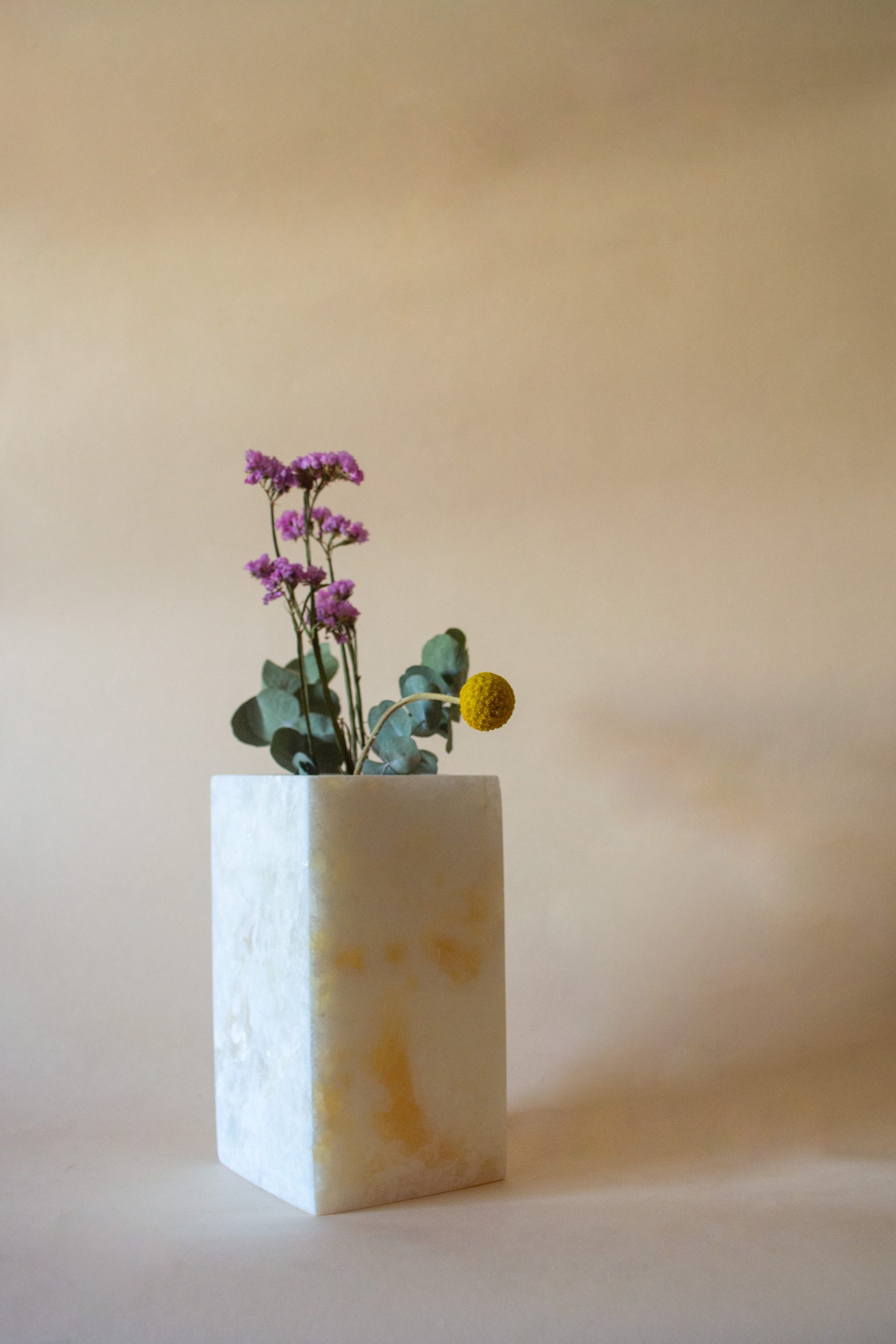 Straight Square Alabaster Dry Vase Straight Square Alabaster Dry Vase - 3 sizes