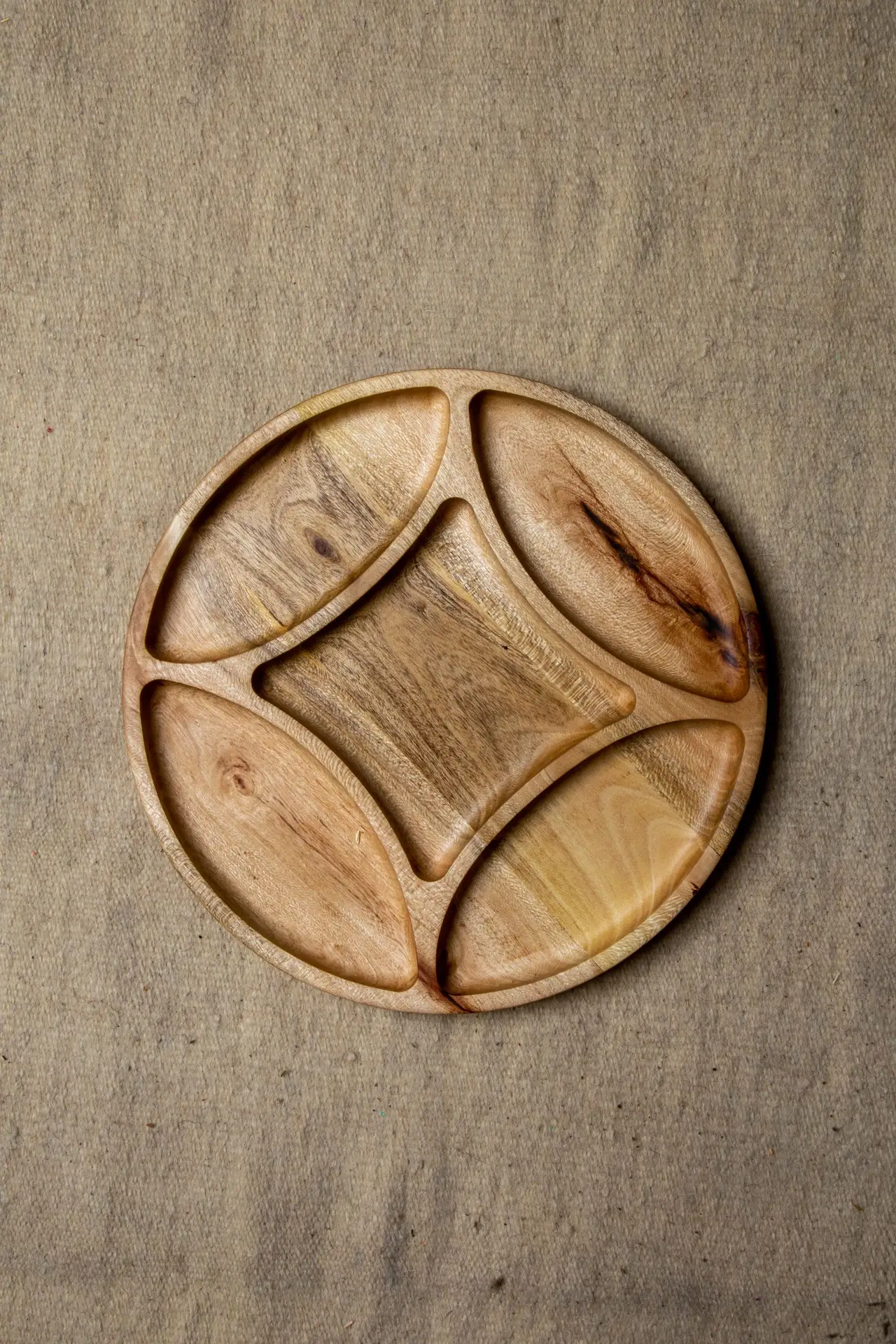 318 - Tamarisk wood Round five-in-One use serving tray - 30 cm Round Tamarisk Wood serving tray wholesale – 30 cm