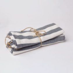 Set of 2 tea and kitchen towels - Bold Stripes - Genuine Egyptian Cotton