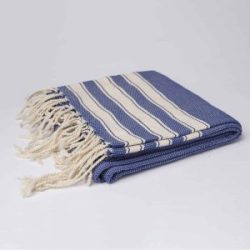 Handwoven Blue Marine Hammam Towel Recycled Cotton - 1 of a kind