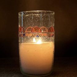 Nubian Recycled Glass Candle Holder, Hand Painted