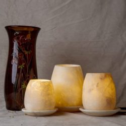 raindrop Alabaster Lamp with Plate