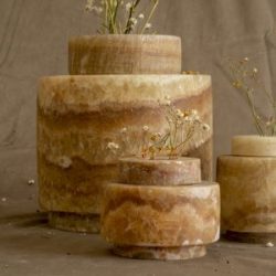 Three Tiered Vase - brown alabaster - 2 pieces